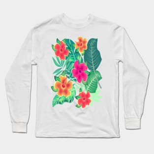 Tropical Hibiscus Long Sleeve T-Shirt